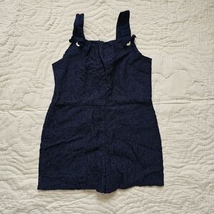 Girl's Dark Blue Lace Romper